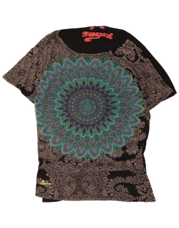 Desigual Tunique surdimensionnée pour femme UK 46 Large Viscose florale noire