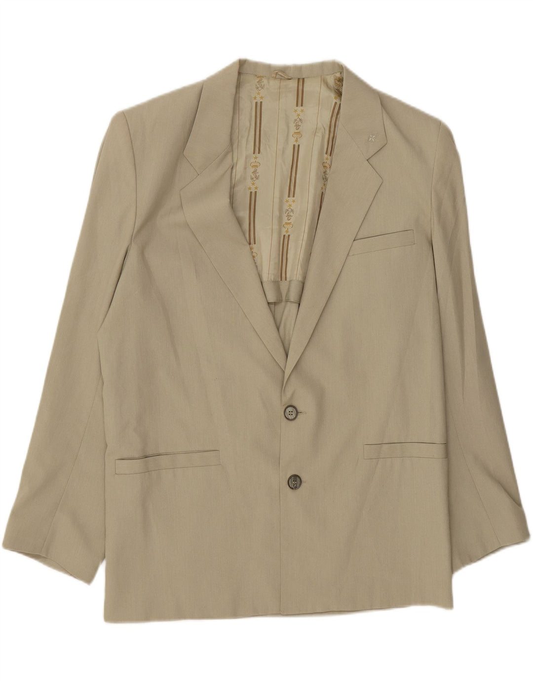 VINTAGE Womens 2 Button Blazer Jacket UK 16 Large Beige Vintage Vintage and Second-Hand Vintage from Messina Hembry 