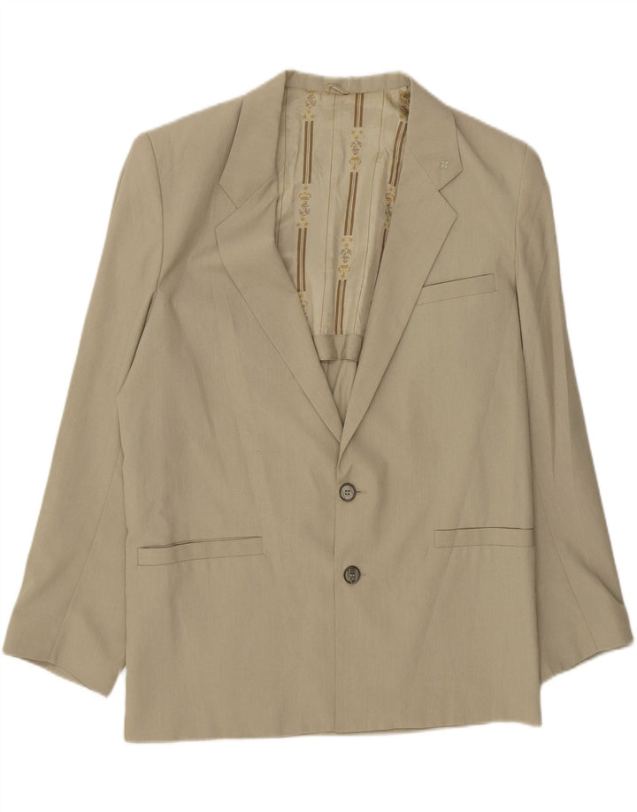 VINTAGE Womens 2 Button Blazer Jacket UK 16 Large Beige Vintage Vintage and Second-Hand Vintage from Messina Hembry 