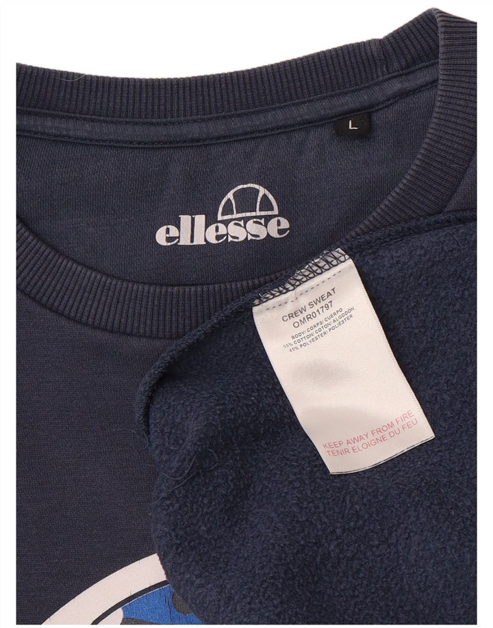 Ellesse Homme Sweatshirt Jumper Large Bleu Marine Coton