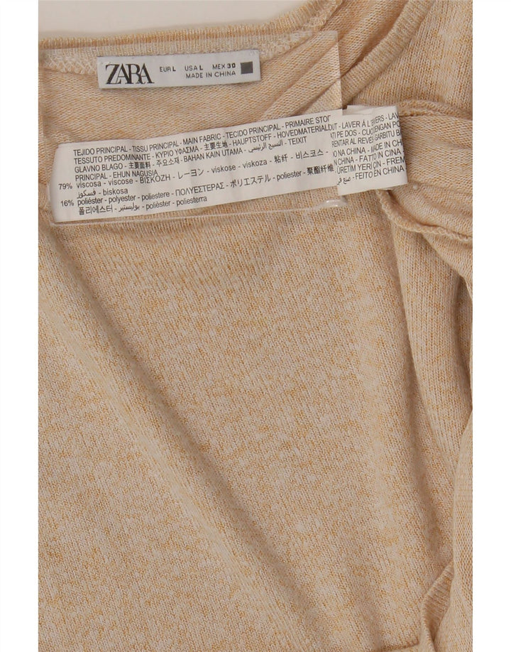 Zara Femme Chemisier Top UK 14 Large Beige Viscose