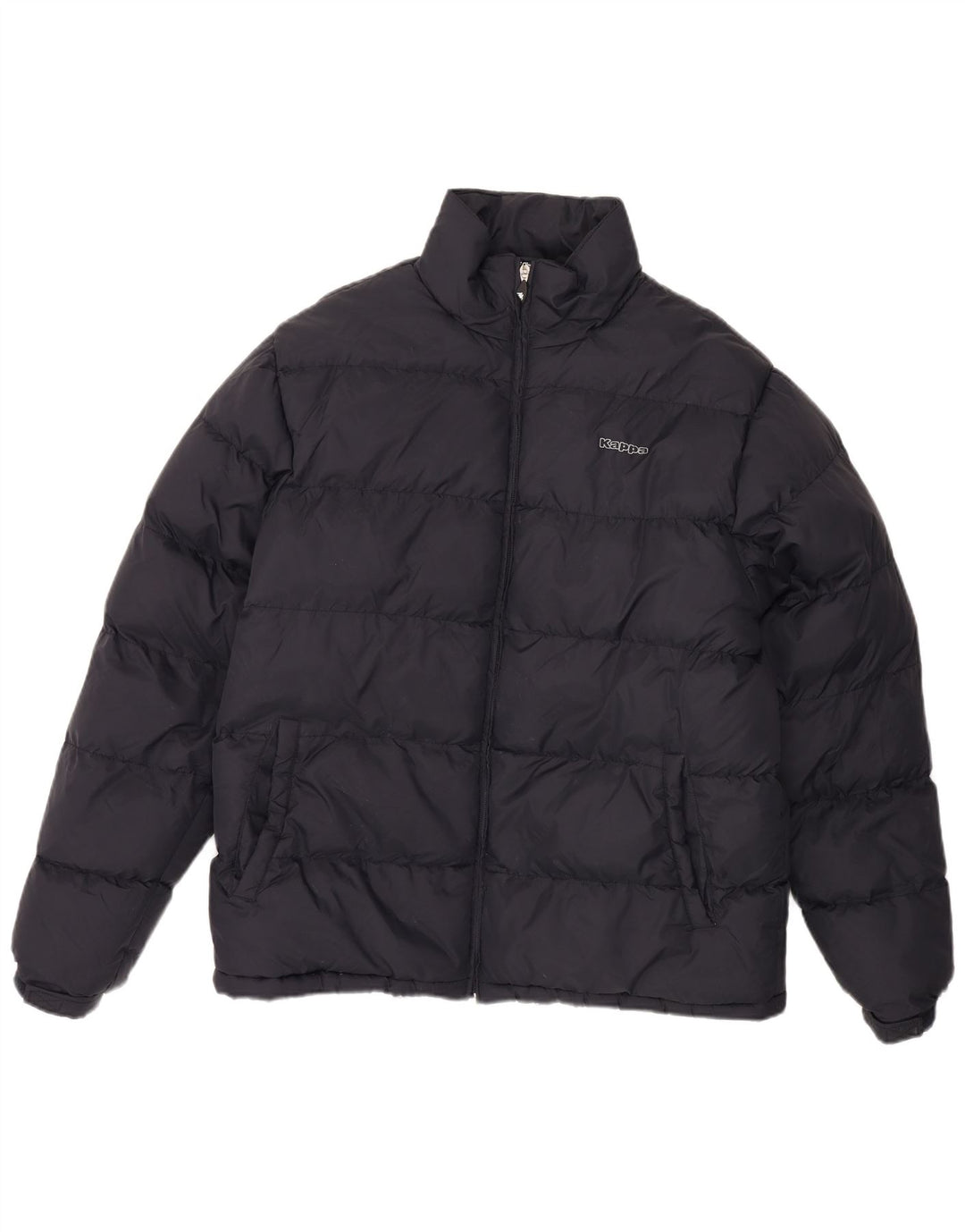 KAPPA Veste matelassée graphique pour homme UK 40 Large Bleu Marine Polyester