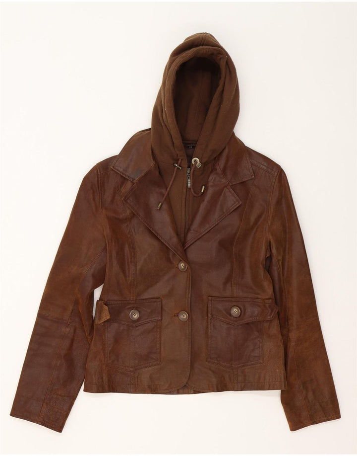 Rino & Pelle Veste en cuir à capuche pour femme EU 38 Marron moyen