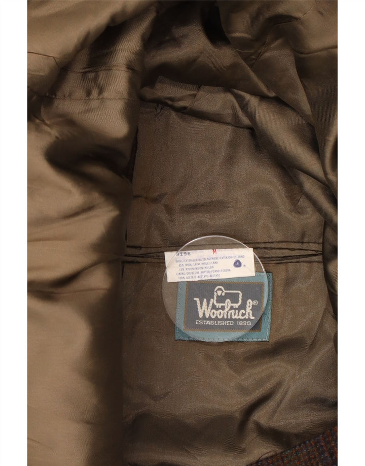 Woolrich Veste blazer à 2 boutons pour homme UK 38 en laine pied-de-poule marron moyen