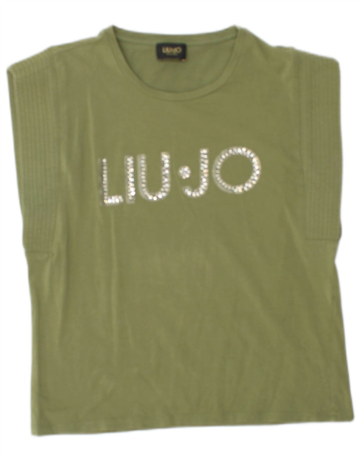 LIU JO T-shirt graphique pour femme UK 12 Vert moyen