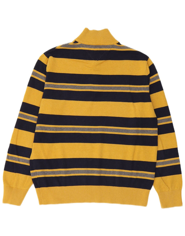 Tommy Hilfiger Pull à col zippé pour homme en coton rayé jaune grand