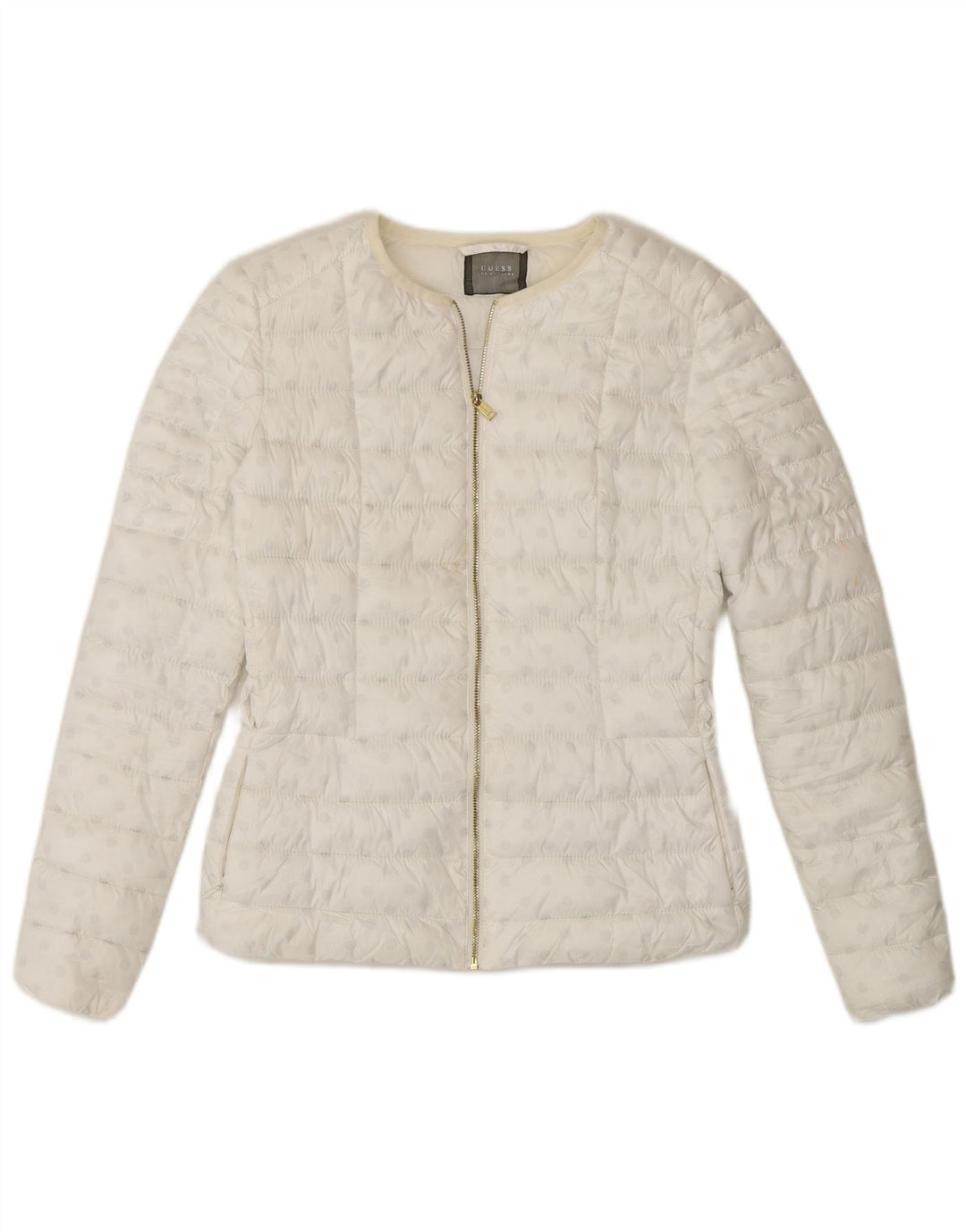 Guess Veste matelassée pour femme UK 6 XS Blanc à pois en polyester