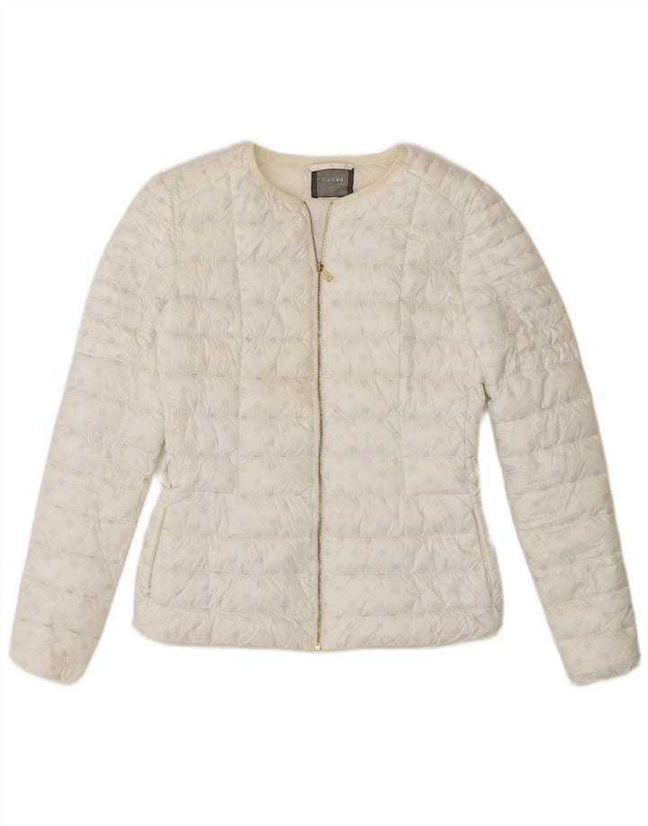 Guess Veste matelassée pour femme UK 6 XS Blanc à pois en polyester