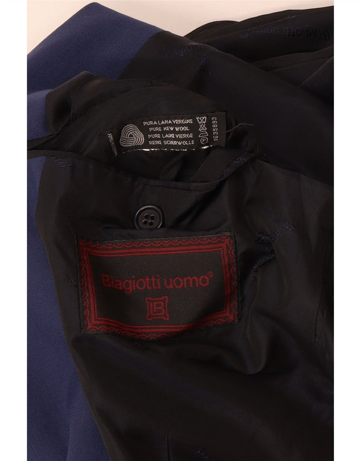 Biagiotti Veste blazer à 2 boutons pour homme UK 38 Bleu moyen Laine vierge
