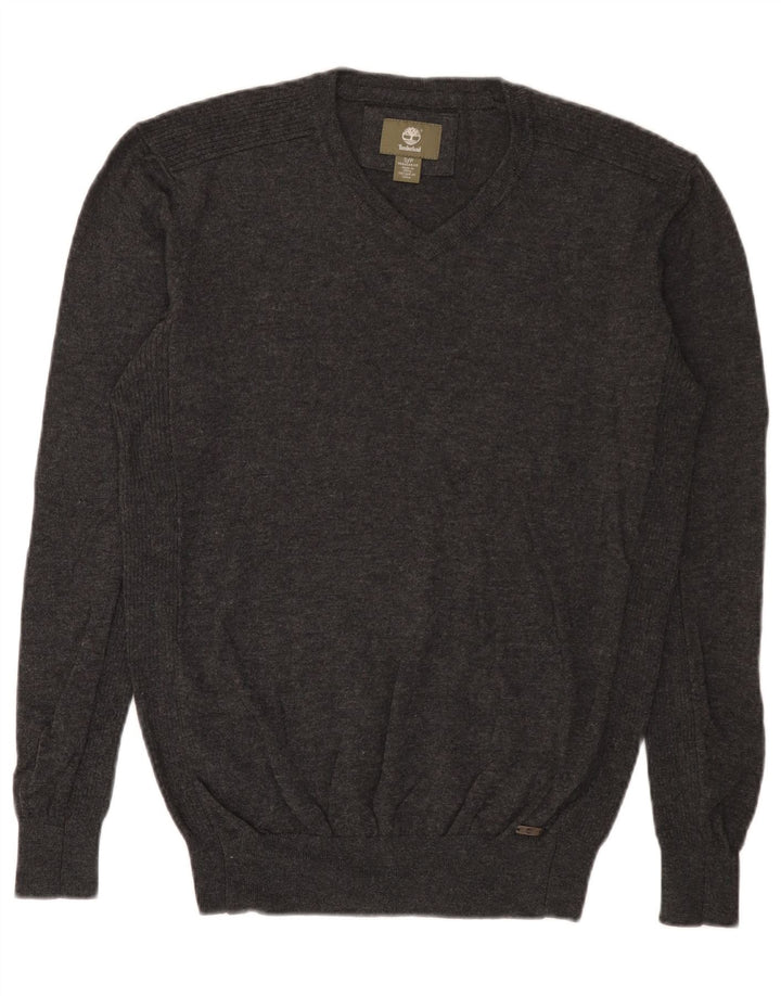 Timberland Pull coupe classique à col en V pour homme en laine mouchetée gris petit