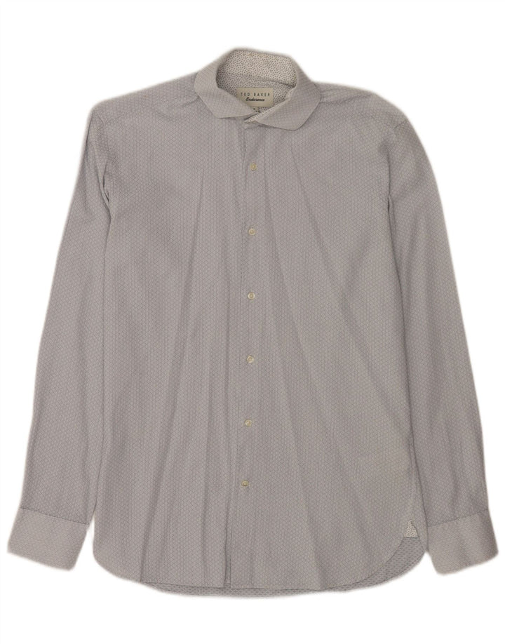 Ted Baker Chemise Homme Taille 15 Coton Géométrique Bleu Moyen