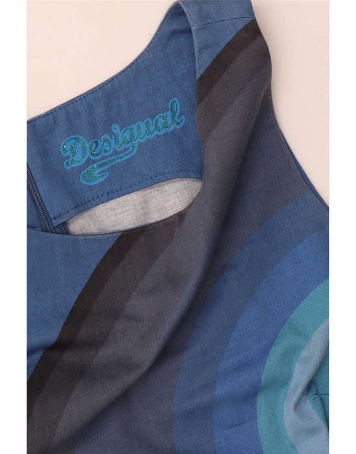 Desigual Robe fourreau graphique sans manches pour femme EU 38 Bleu moyen rayé
