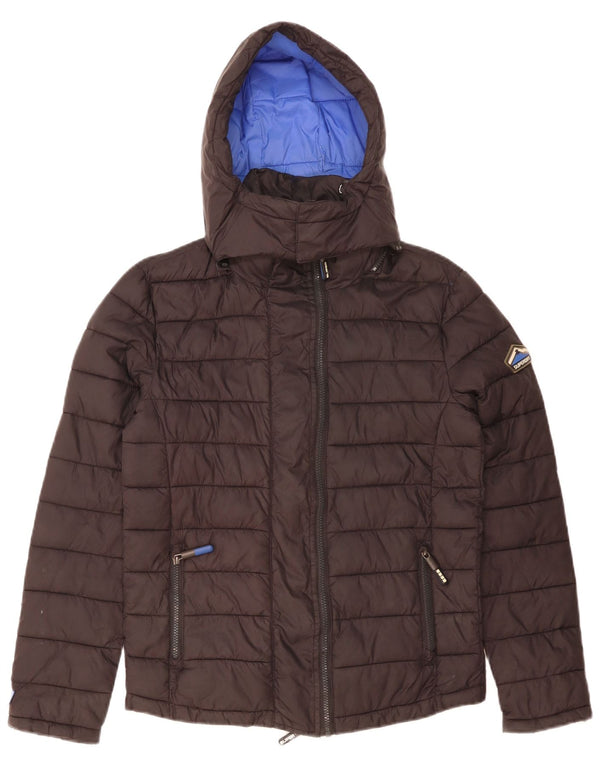 Superdry Veste matelassée à capuche pour hommes UK 36 Small Black Nylon