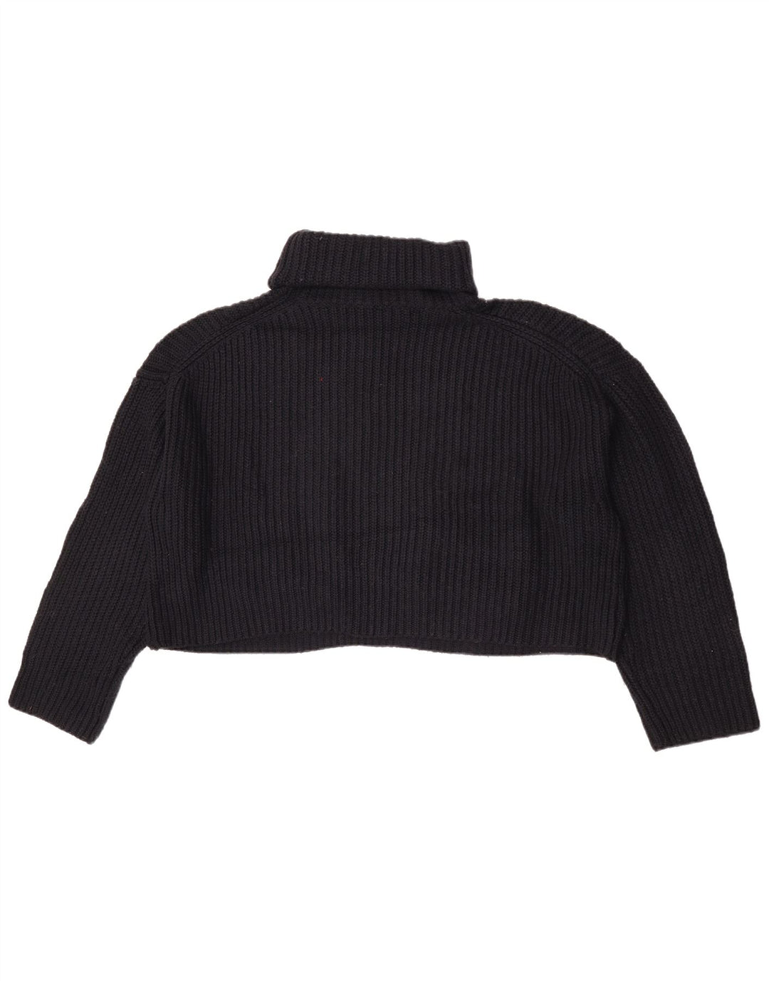 Zara Pull court surdimensionné à col roulé pour femme UK 14 Noir moyen