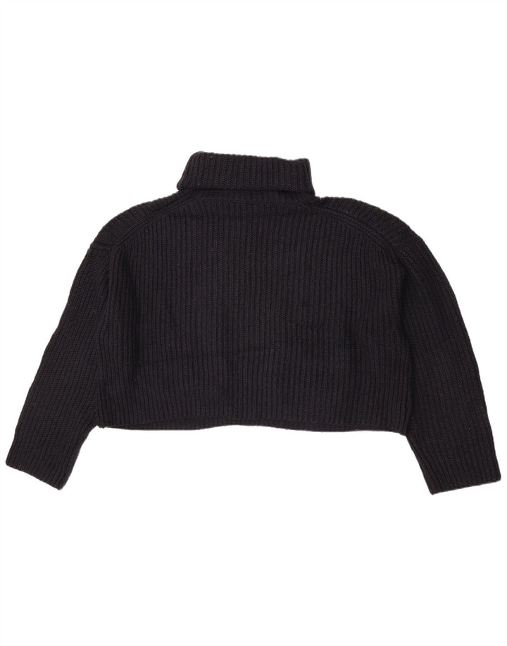 Zara Pull court surdimensionné à col roulé pour femme UK 14 Noir moyen