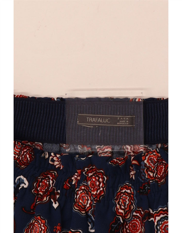 Zara Femme Mini Jupe Medium W28 Bleu Marine Floral