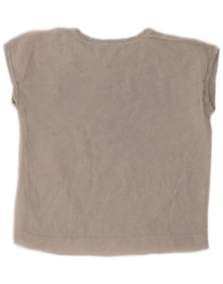 Zara Womens Graphic T-Shirt Top UK 10 Petit Gris Polyester