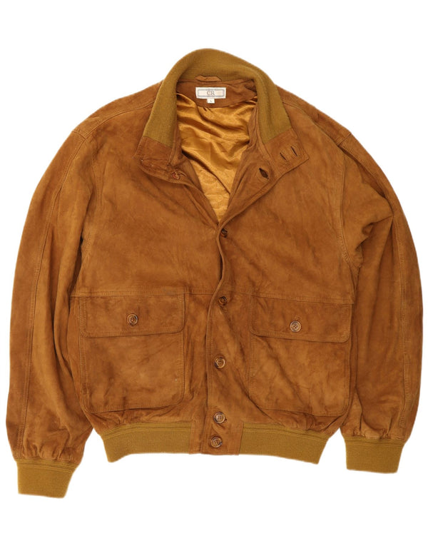 veste en daim homme vintage UK 40 grand cuir marron