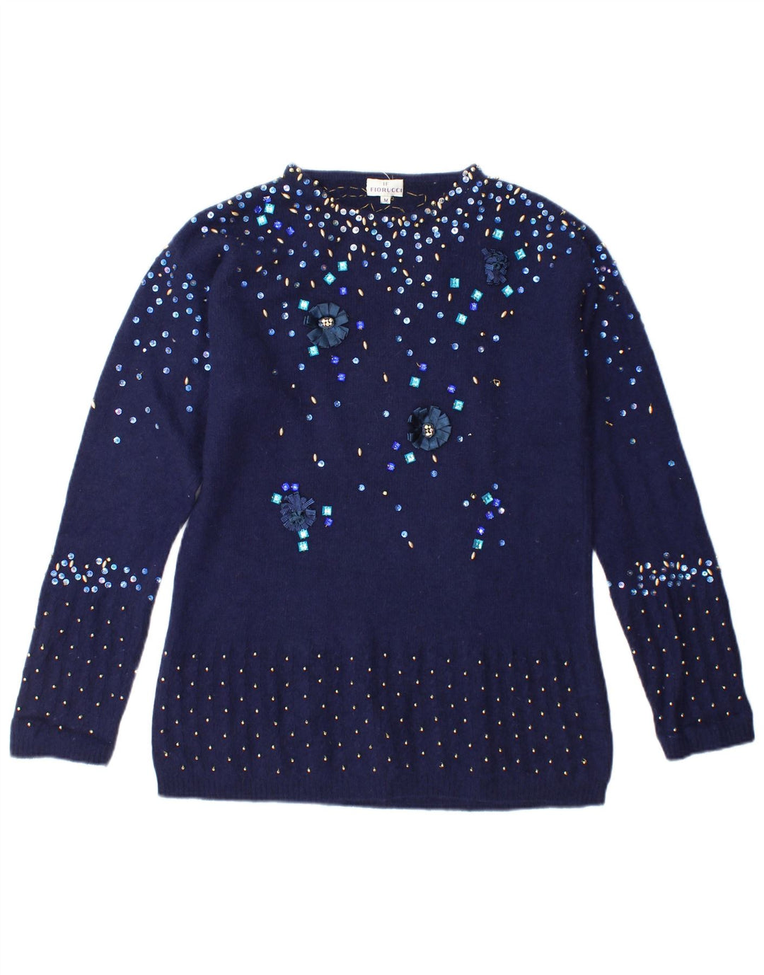 Fiorucci Pull col bateau pour femme UK 14 Bleu marine moyen à pois