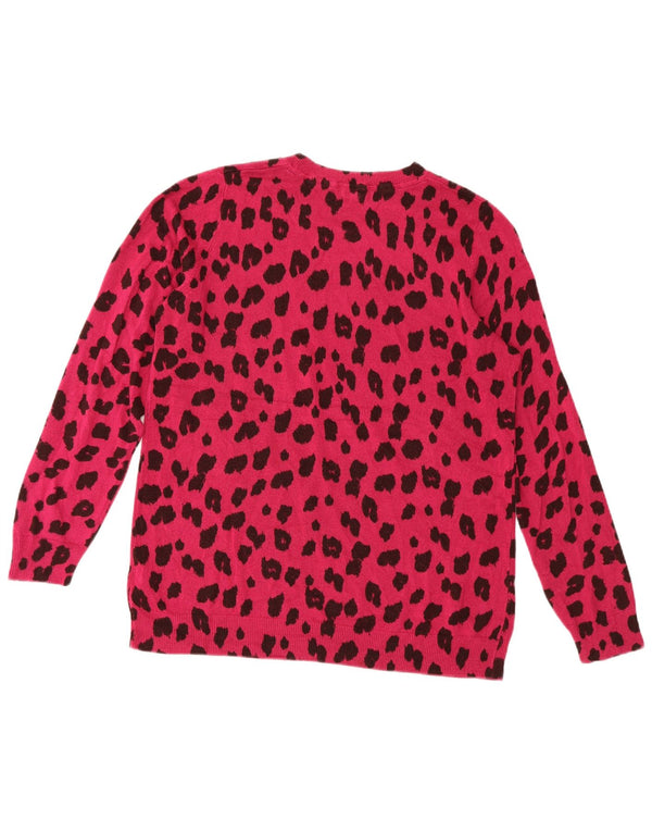 Marks & Spencer Pull col rond pour femme UK 22 2XL Rose imprimé animal