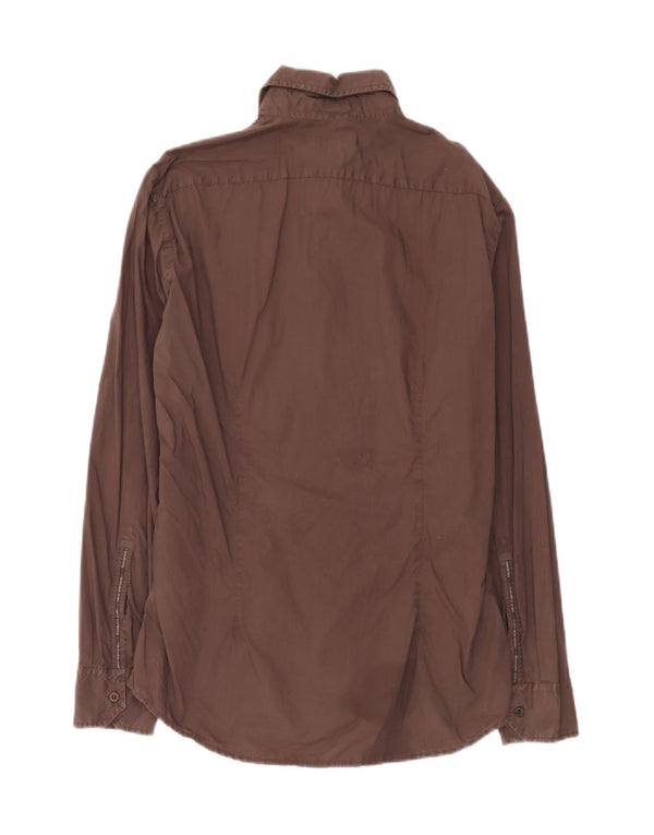 Trussardi Jeans Chemise Homme Large Marron Coton