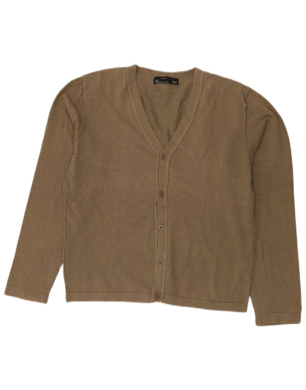 Zara Cardigan Homme Pull Large Kaki Coton