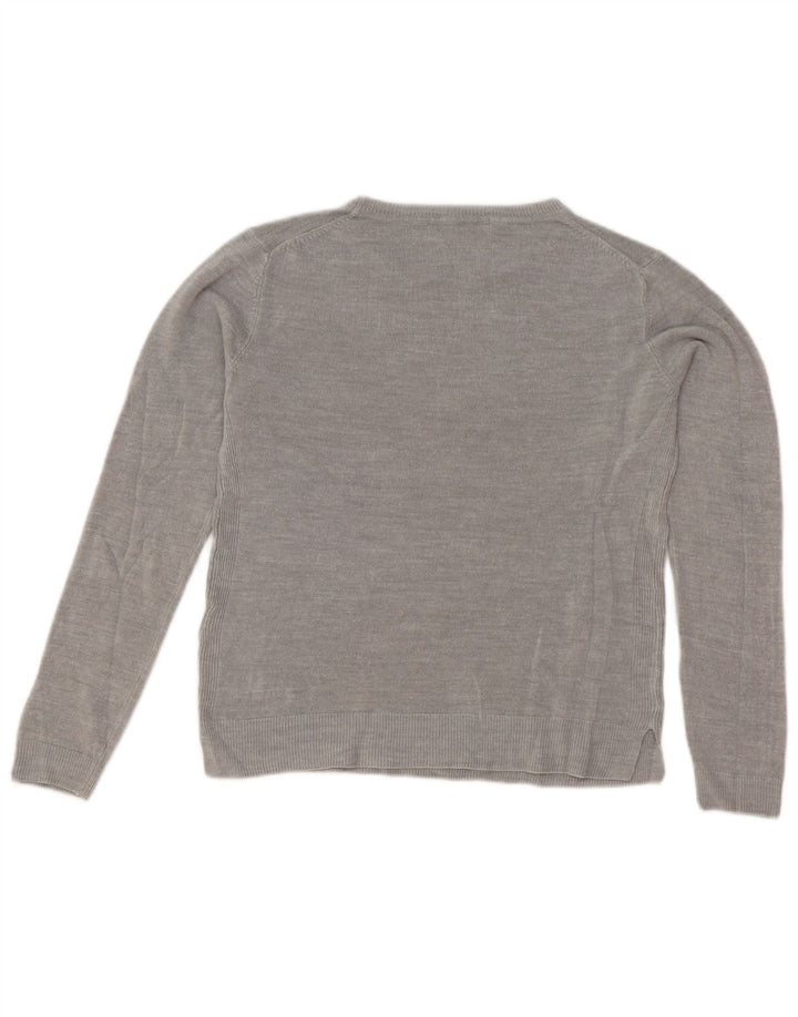 Marks & Spencer Pull court à col rond pour femme UK 10 Petit Gris