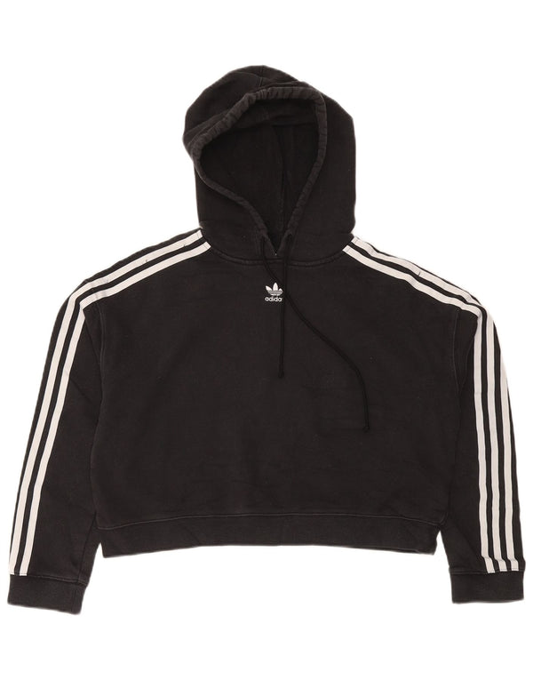 Adidas Crop Sweat à capuche surdimensionné pour femme UK 10 Petit coton noir