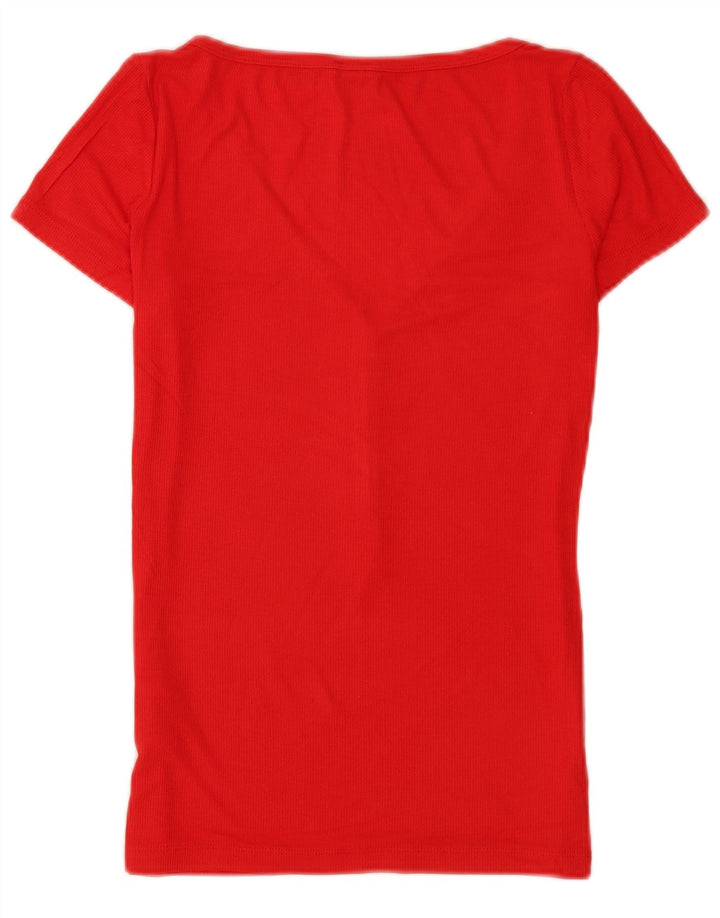 Guess T-Shirt Femme Top UK 8 Petite Rayonne Rouge