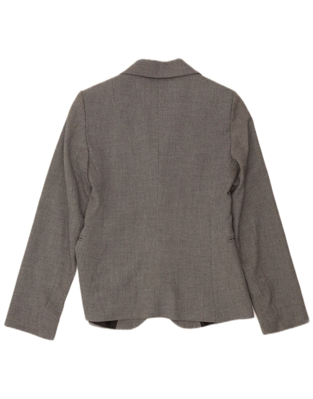 Benetton Veste Blazer 1 Bouton Femme UK 8 Petit Gris Taché Polyester