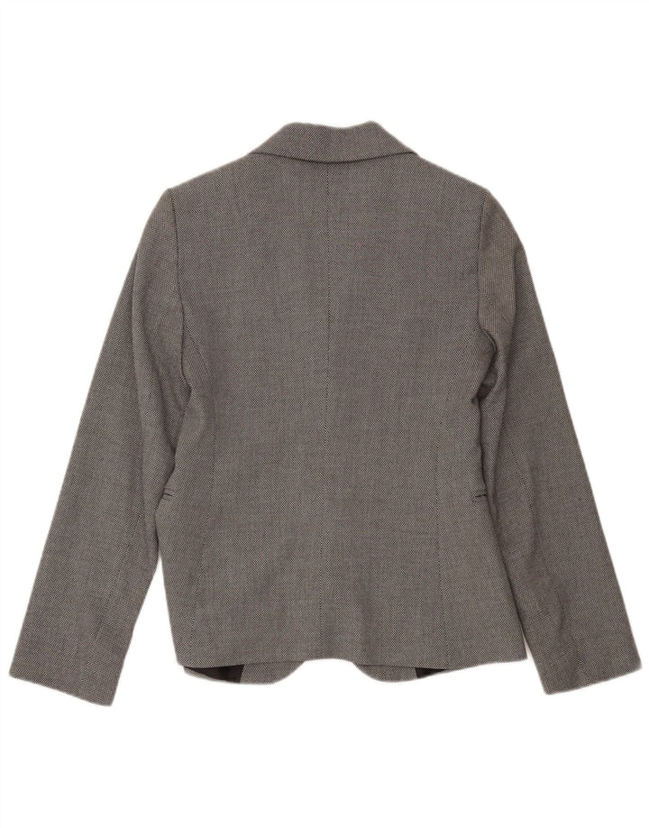 Benetton Veste Blazer 1 Bouton Femme UK 8 Petit Gris Taché Polyester