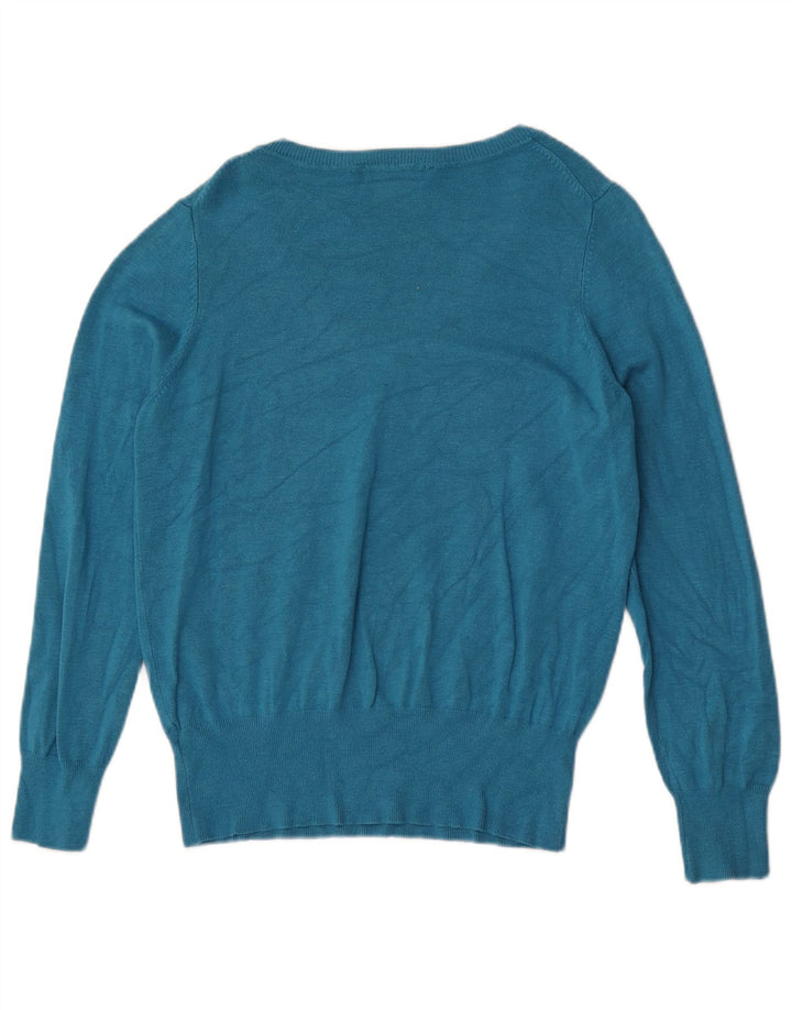 Marks & Spencer Pull col en V pour femme UK 14 Viscose turquoise moyen
