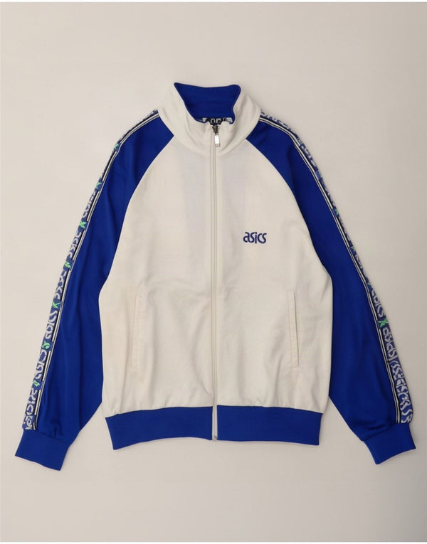 Asics Veste de survêtement coupe ample pour homme IT 44 XS Blanc Colourblock Retro