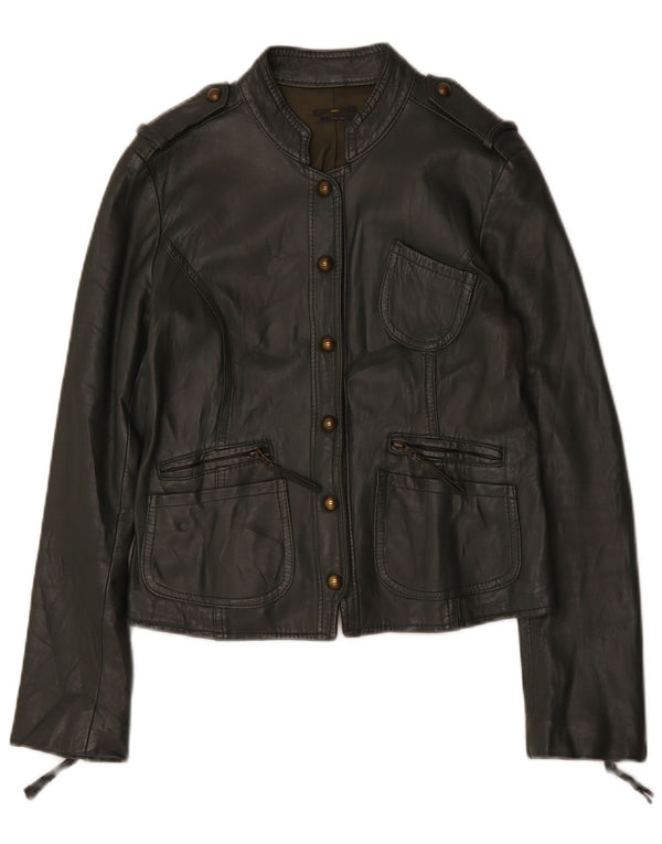Sasch Veste en cuir militaire pour femme UK 14 Large Vert