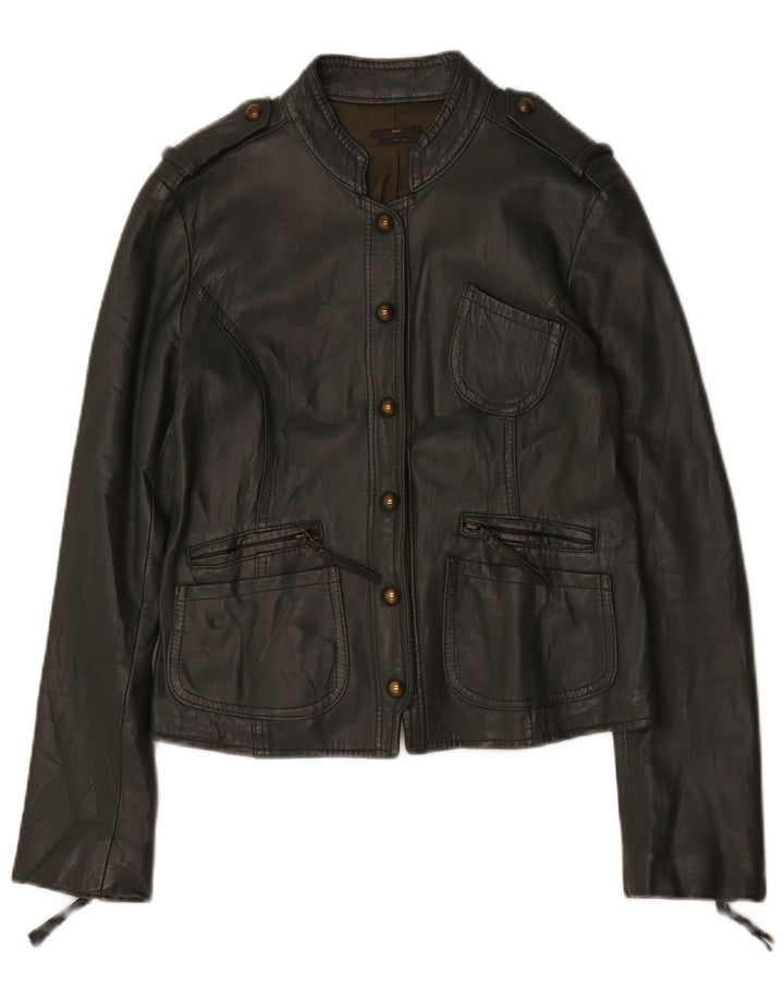 Sasch Veste en cuir militaire pour femme UK 14 Large Vert