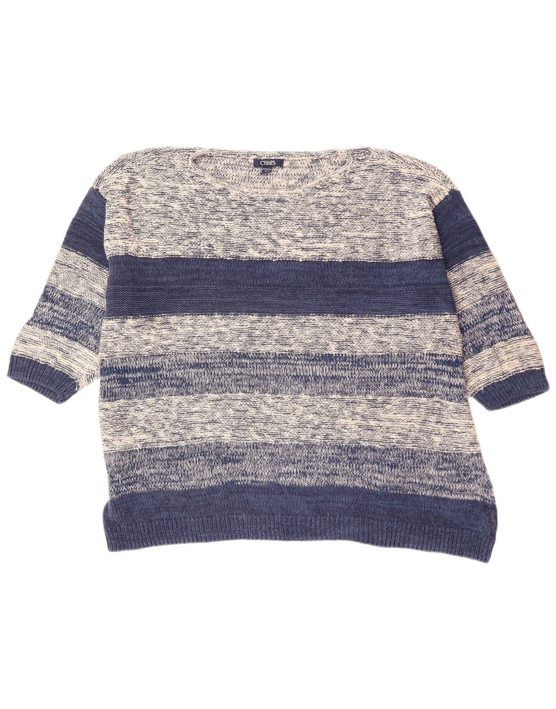 CHAPS Pull à manches 3/4 et col bateau pour femme UK 22 3XL Gris rayé