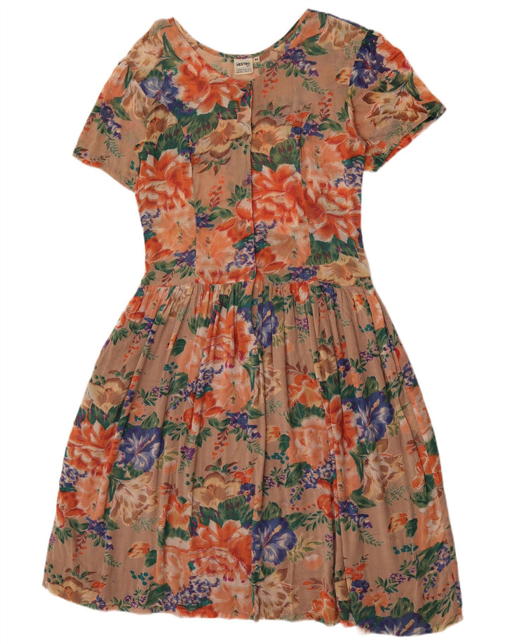 vintage Femme Robe A-Line IT 44 Moyen Multicolore Floral