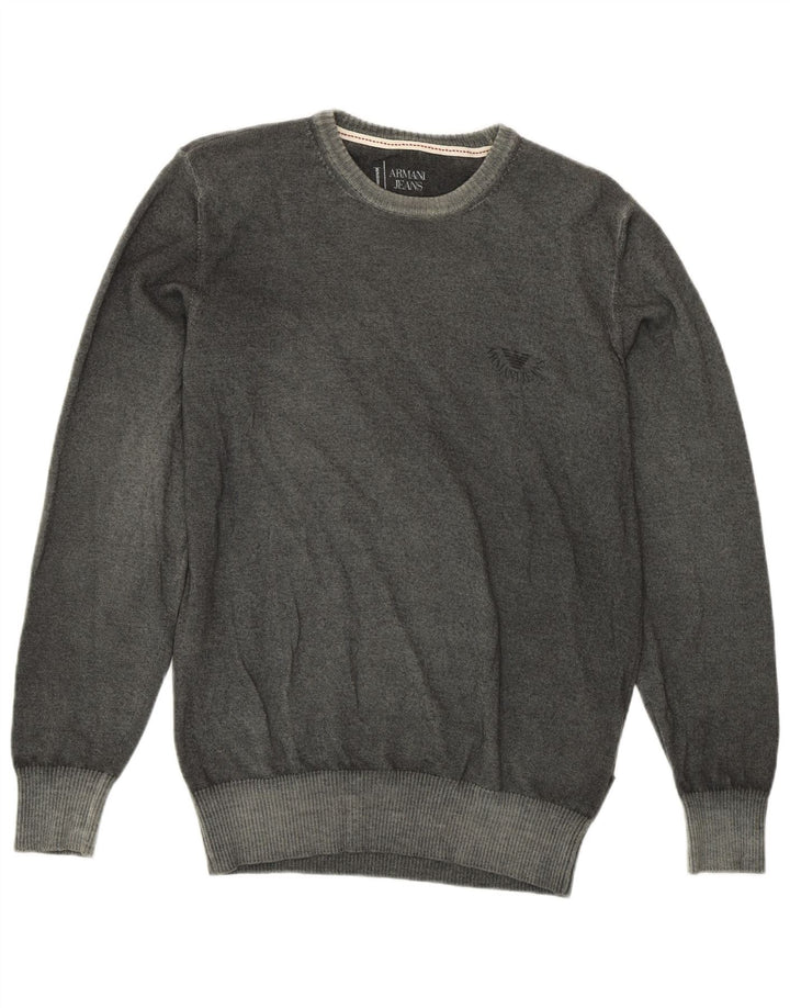 Armani Pull col rond en laine vierge vert moyen homme