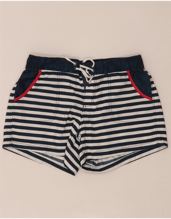 Fat Face Short de Bain Femme UK 10 Petit Bleu Marine Rayé Polyester