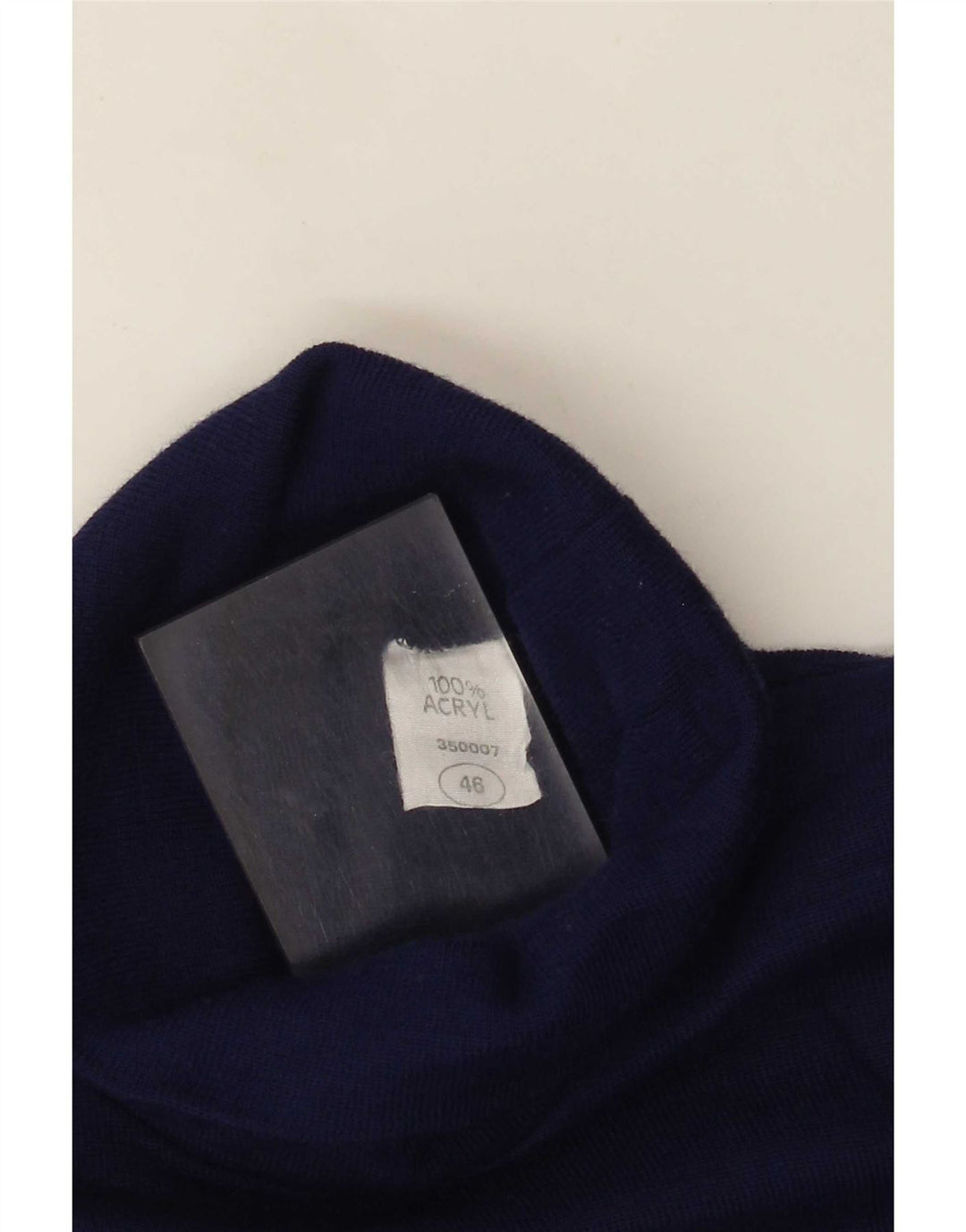 vintage Femme Roll Neck Top Manches Longues IT 46 Grand Acrylique Bleu Marine