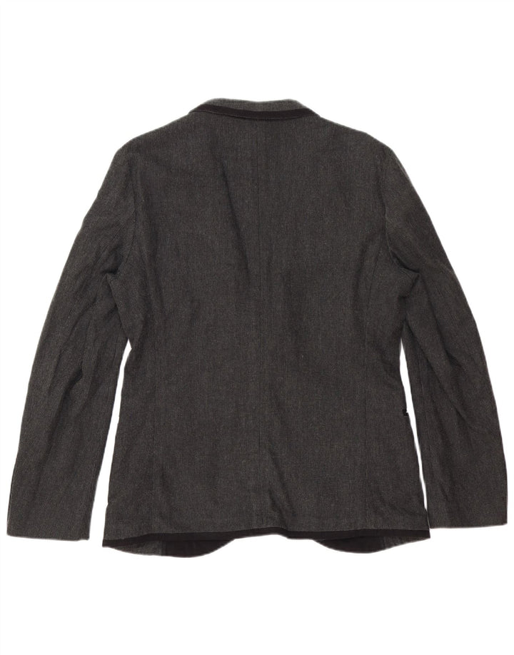 Zara Veste Blazer 1 Bouton Homme EU 50 Gris Moyen Viscose