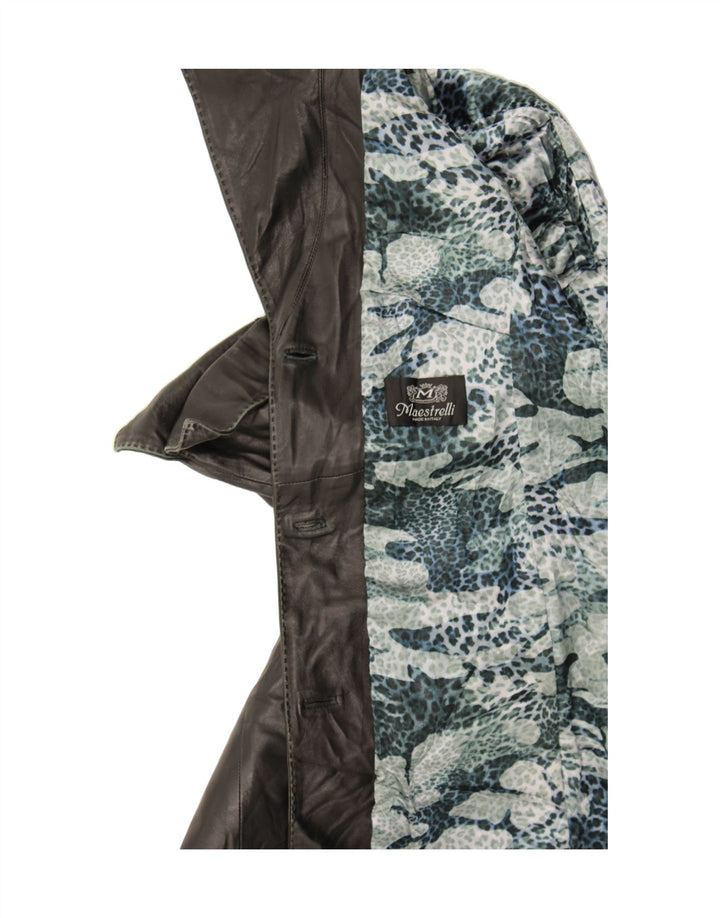 MAESTRELLI Womens Longline Leather Blazer Jacket IT 46 Large Brown Leather Vintage Maestrelli and Second-Hand Maestrelli from Messina Hembry 