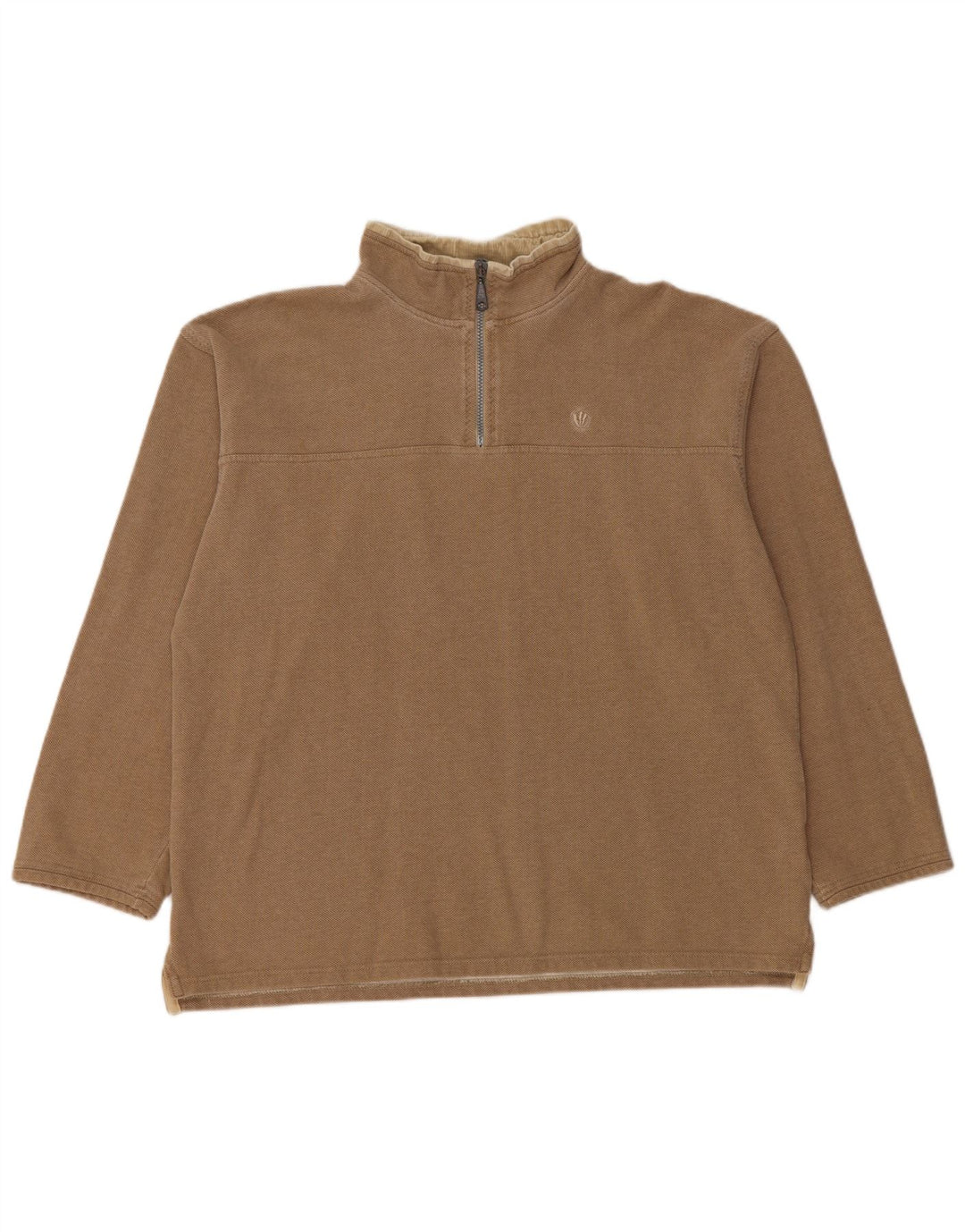 Fat Face Sweat-Shirt Col Zippé Homme Coton Beige Moyen