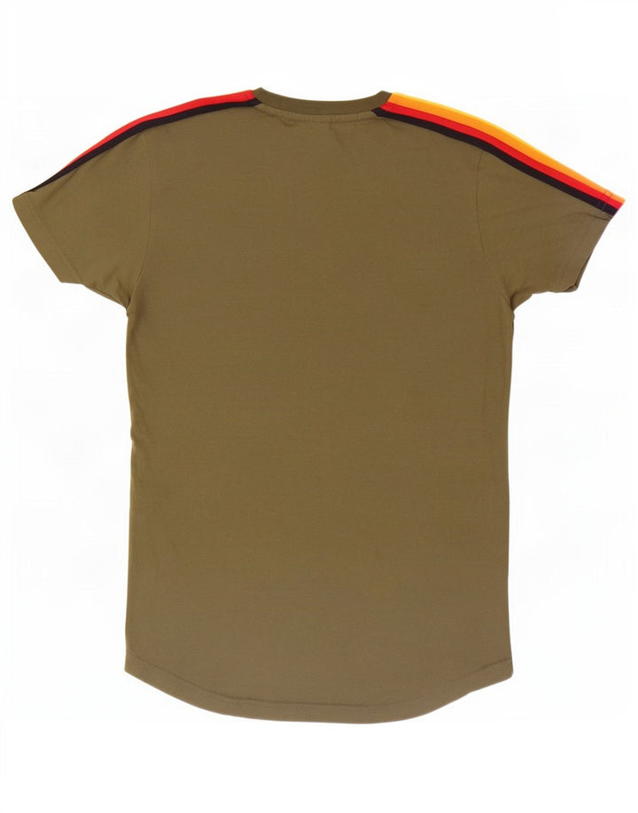 Ellesse T-Shirt Top Petit Kaki Colourblock Coton Homme
