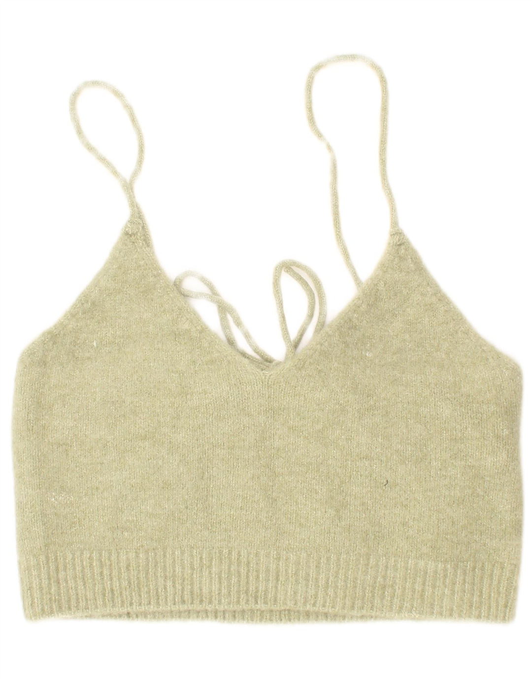 Zara Femme Top Court En Tricot Petit Acrylique Vert