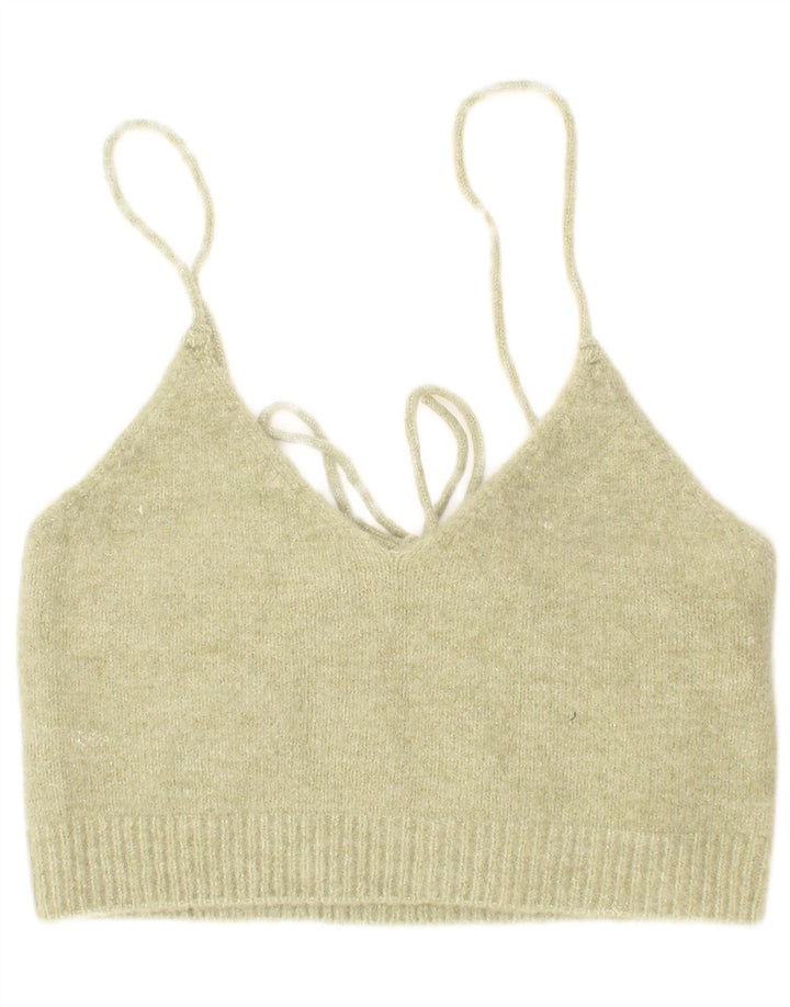 Zara Femme Top Court En Tricot Petit Acrylique Vert