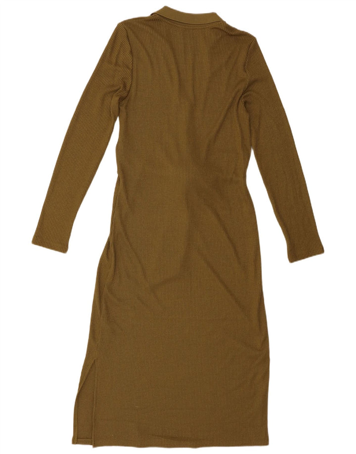 Marks & Spencer Robe pull à manches longues pour femme UK 8 Small Kaki Polyester