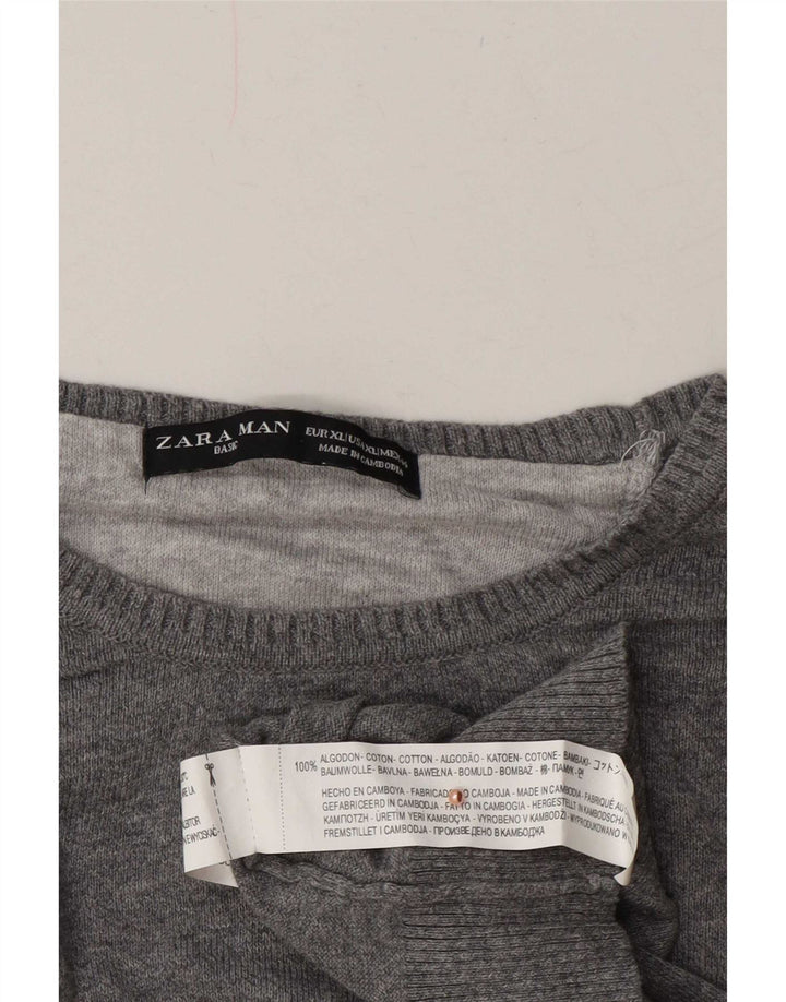 Zara Pull ras du cou pour homme XL en coton gris