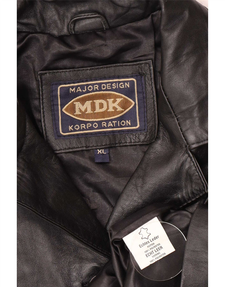 MDK Veste blazer en cuir à 6 boutons pour femme UK 18 XL Noir