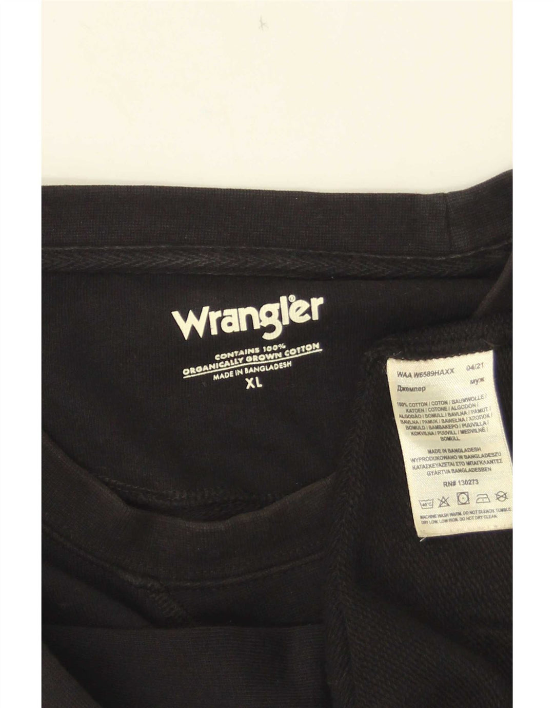 Wrangler Sweatshirt Jumper XL Noir Coton